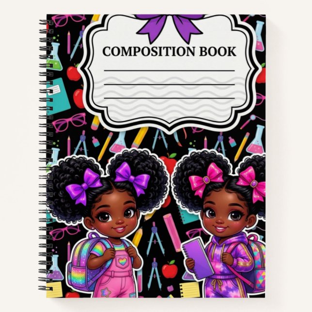 Black Girl Magic Cute School Composition Notebook (Front)