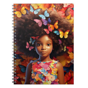 Black girl magic melanin brown skin girls flowers notebook