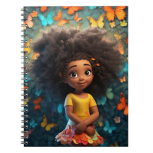 Black girl magic melanin brown skin girls flowers notebook