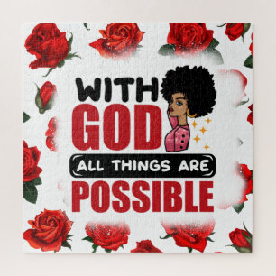 Black girl magic, melanin poppin, sista, brown ski jigsaw puzzle