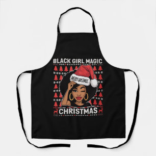 Black Girl Magic Merry Christmas African American Apron
