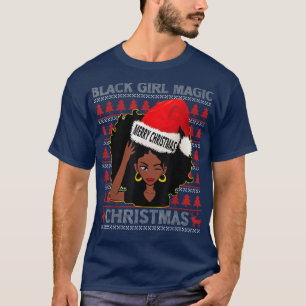 Black Girl Magic Merry Christmas African American  T-Shirt
