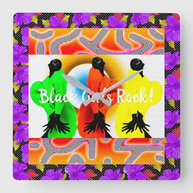 “Black Girl Magic” Square Wall Clock (Front)