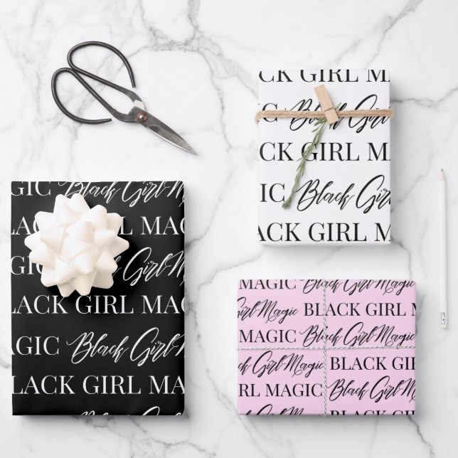 Black Girl Magic Wrapping Paper (Front)