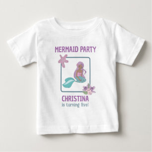 Black Girl Mermaid Birthday Party Teal Purple Baby T-Shirt