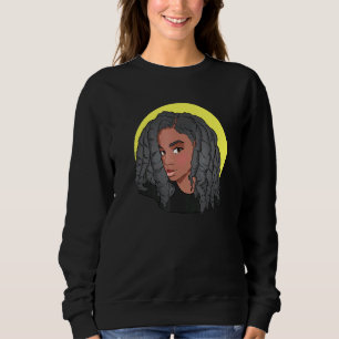 Black Girl Natural Hair Free Form Locs In Sunshine Sweatshirt