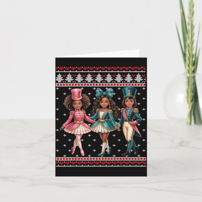 Black Girl Nutcracker Western Nutcracker Bow Ugly  Card (Front)