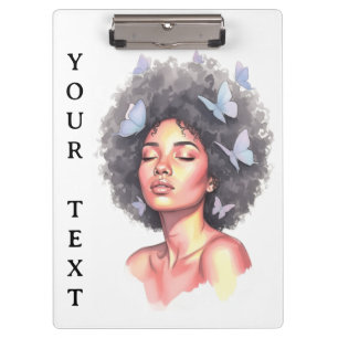 Black Girl Pastel Minimalistic Butterfly Custom Clipboard