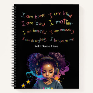  Black Girl Positive Affirmations Spiral Notebook