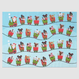 Black Girl Riding Christmas Train Tissue Paper