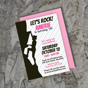 Black Girl Rock Climbing Birthday Invitation