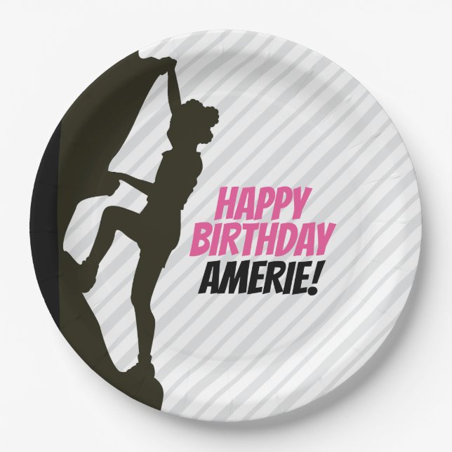 Black Girl Rock Climbing Paper Plate (Front)