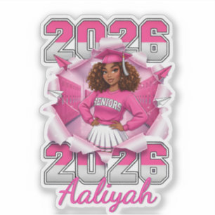 Black Girl Senior 2026 Pink Silver