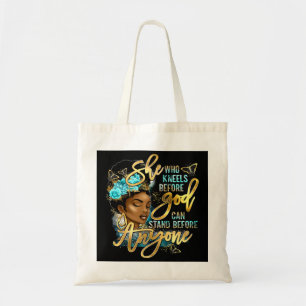 Black Girl She Who Kneels Before God Christian Afr Tote Bag