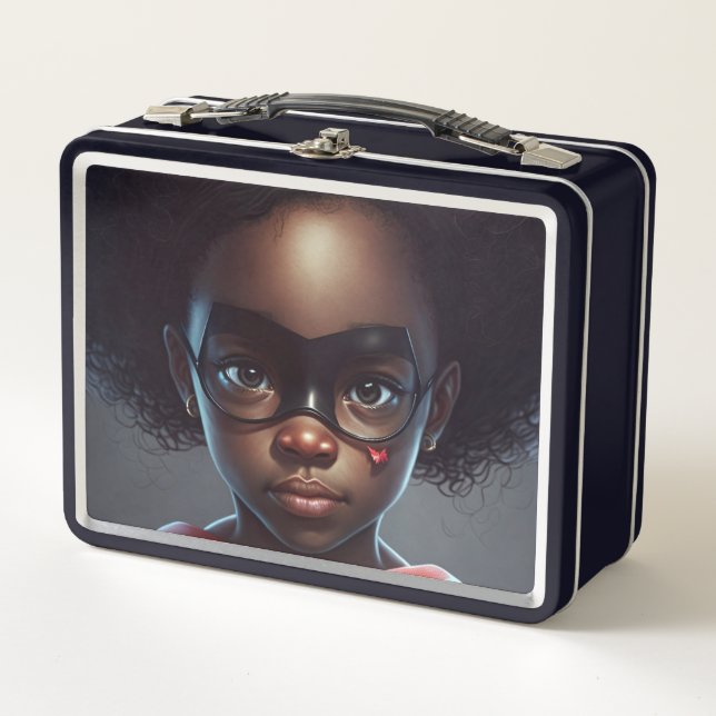 Black Girl Super Hero Lunch Box (Front)