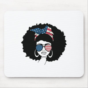 Black Girl Us Flag Melanin Afro 4th Of July Africa Mouse Pad