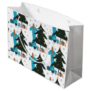 Black Girl White Hair Christmas Gift Bag