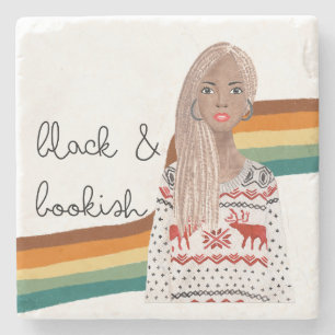 Black Girl with Blonde Braids Book Lover Stone Coaster