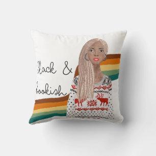 Black Girl with Blonde Braids Book Lover Throw Pillow