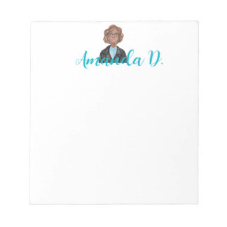 Black Girl with Glasses Personalized Notepad
