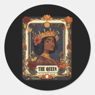 Black Girl Women The Queen Tarot Card Black Histor Classic Round Sticker