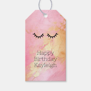 Black Girly Pink Glam Gold Eyelashes Gift Tags