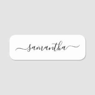 Black Girly Signature Name Tag