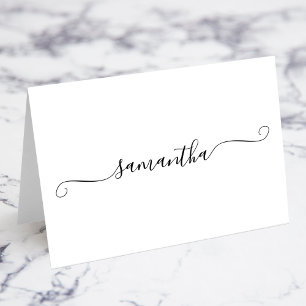 Black Girly Swash Signature Name Place Cards