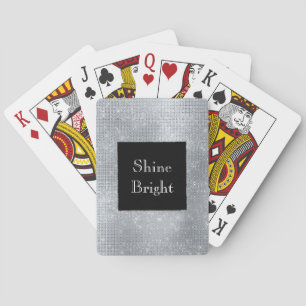 Black Glam Silver Glitzy Sparkle Playing Cards