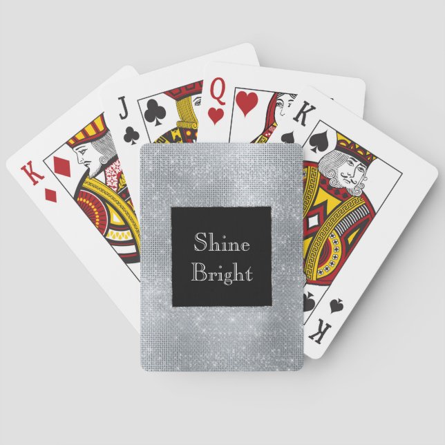 Black Glam Silver Glitzy Sparkle Playing Cards (Back)