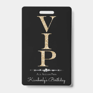 Black Glamourous Diamonds Gold Glitter VIP Loyalty Badge