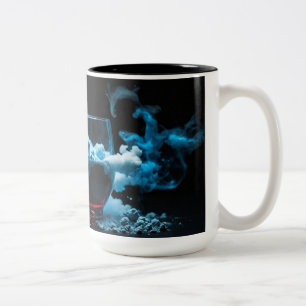 Black & Glass Tha Smoke Abstract Modern  Two-Tone Coffee Mug