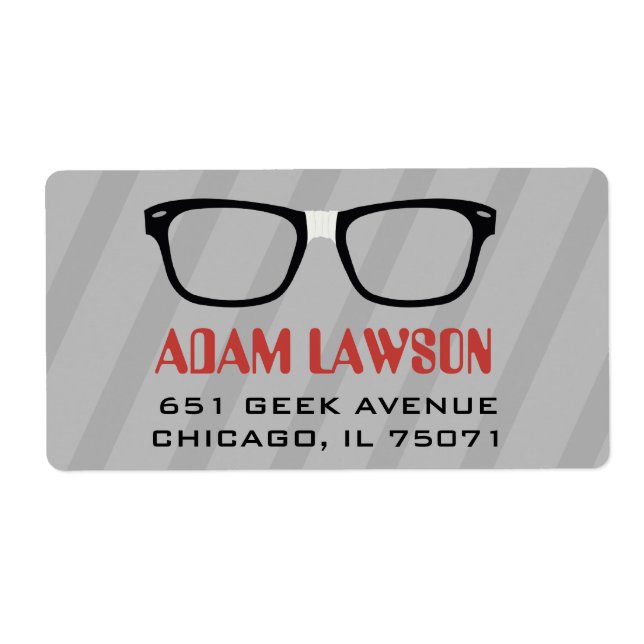 Black Glasses Computer Geek Address Labels (Front)