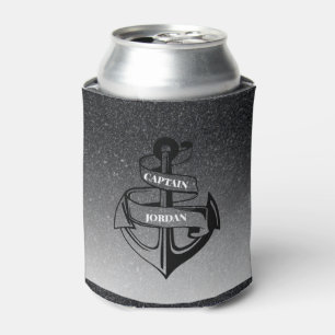 Black Glitter And Anchor Can Cooler