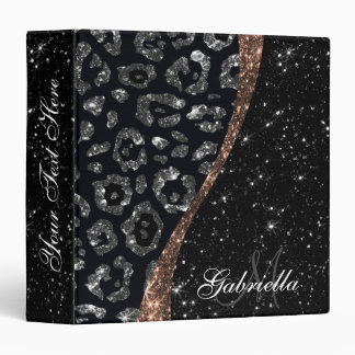 Black Glitter and Leopard Print Binder