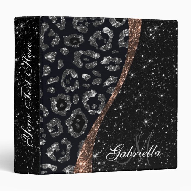 Black Glitter and Leopard Print Binder (Front/Spine)