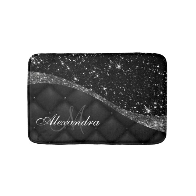 Black Glitter anf Glitter Bath Mat (Front)