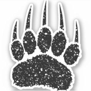 Black Glitter Bear Paw Print Drawing