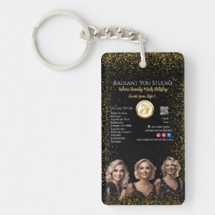 Black Glitter Beauty Salon Business Promotion Keychain