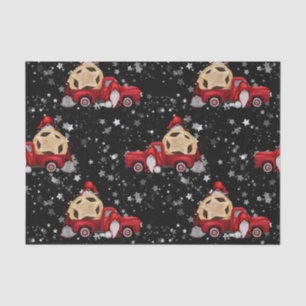 Black Glitter Christmas Gnome With Red Truck Pie Tissue Paper
