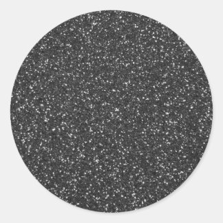 Black Glitter Classic Round Sticker