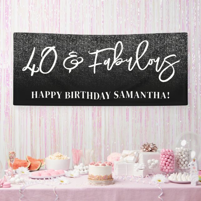 Black Glitter Colour Block 40 and Fabulous Banner (Party)