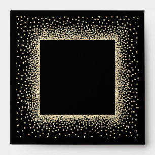 Black Glitter Confetti Frame Elegant Envelope