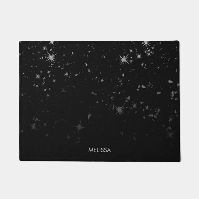 Black Glitter Doormat (Front)