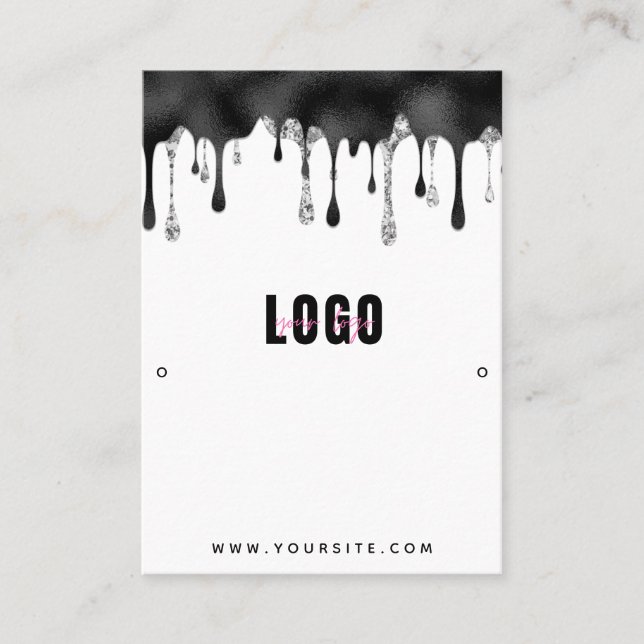 Black Glitter Dripping Earrings Jewellery Display Business Card (Front)