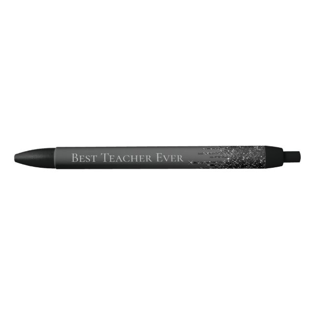 Black Glitter Drips Personalized Monogram Name  Ink Pen (Front)