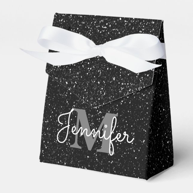 Black Glitter Favor Box (Front Side)