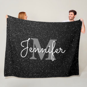 Black Glitter Fleece Blanket