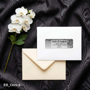 Black Glitter Frosted Elegant Return Address