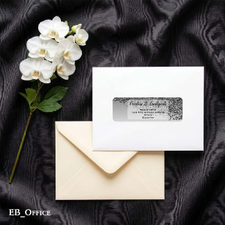 Black Glitter Frosted Elegant Return Address